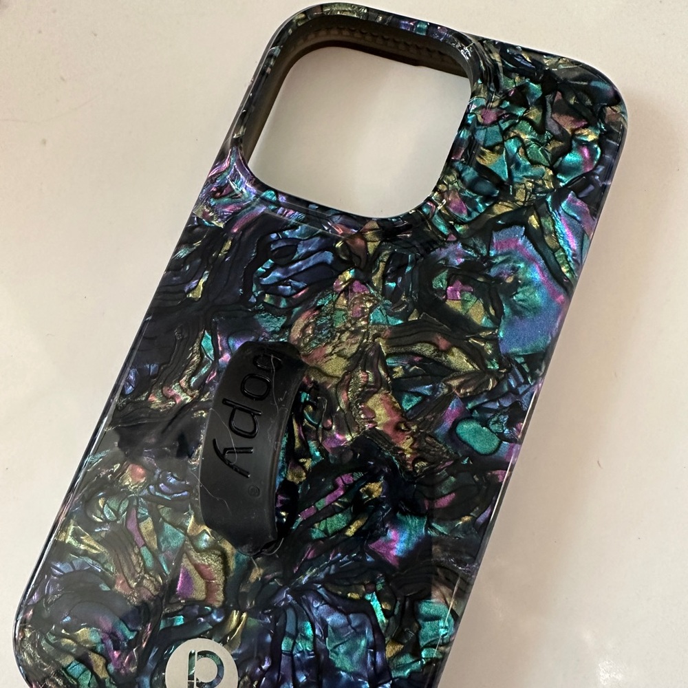 Loopy iPhone 14 ProIridescent Black Phone, White Iridescent, Purple Smile Cases